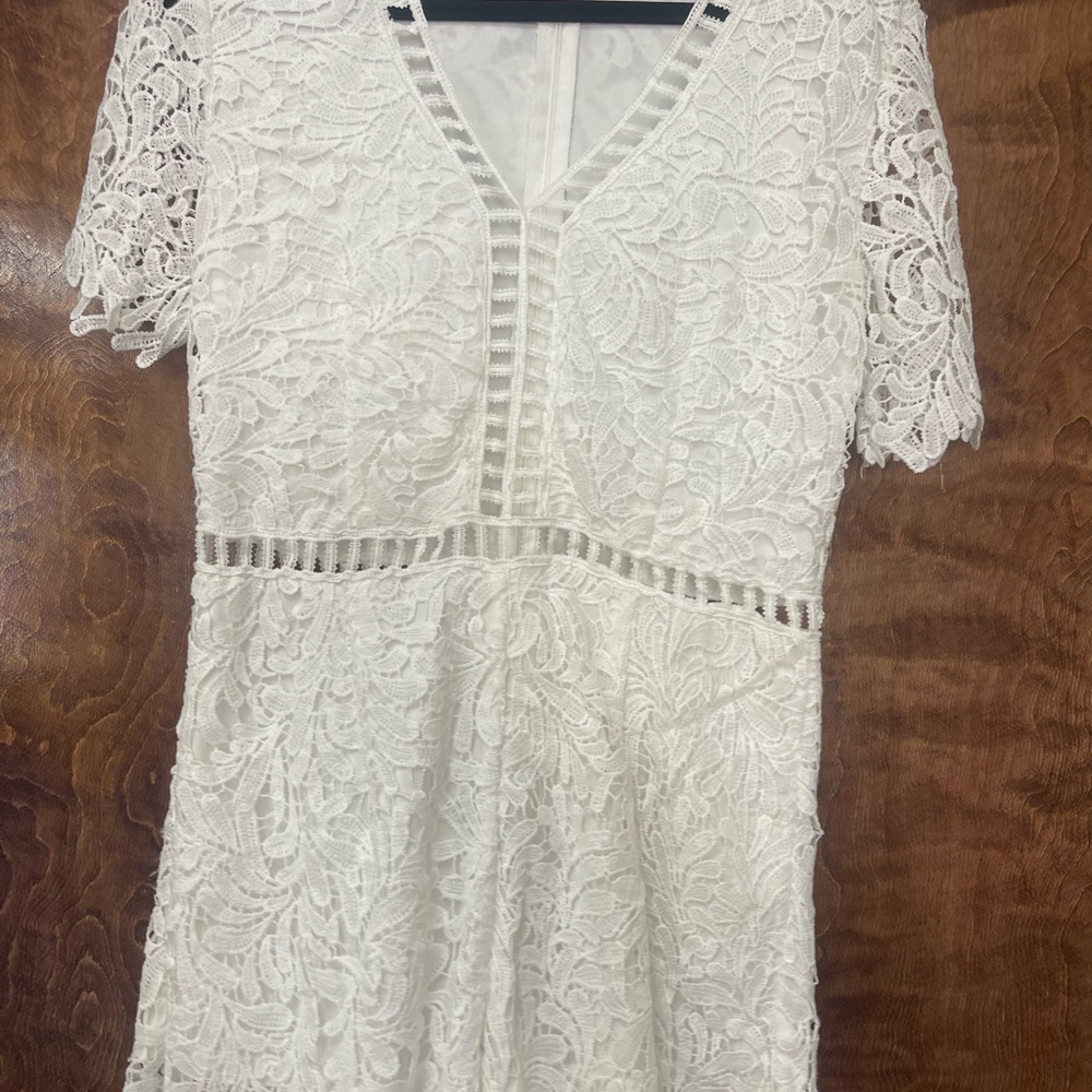 She + Sky Ivory Lace Romper